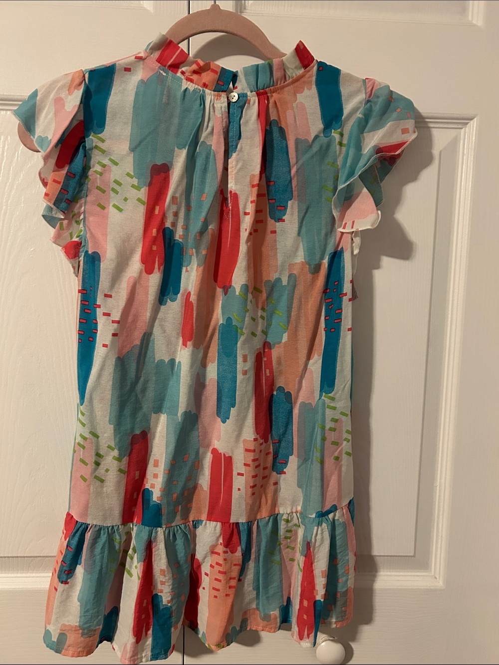Woman’s Multicolor Brushstroke Ruffle Top - Picture 2 of 4